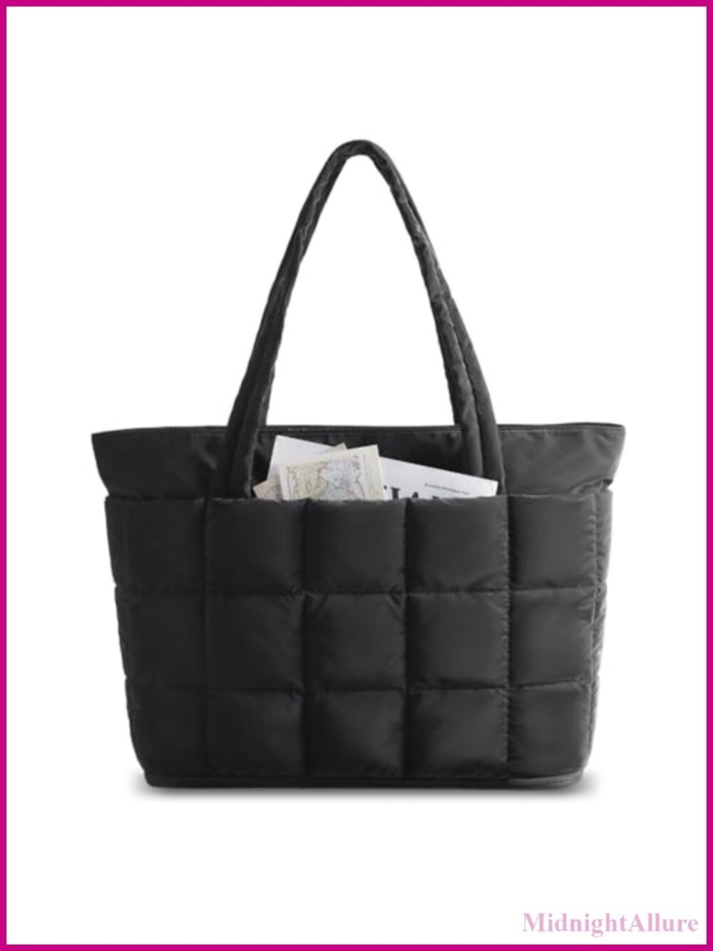 Quilted Puffer Tote Bag Lightweight Expandable Water Resistant Work Travel Gym